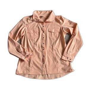 Duluth Trading Shirt Womens Large Sol Survivor Sun Protection Jac Peach Orange